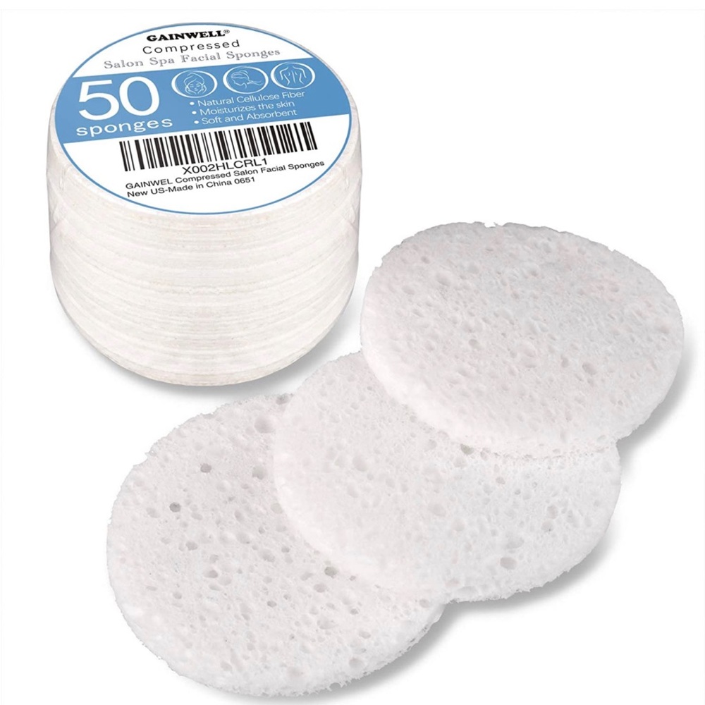 3 pk GAINWELL White Cellulose Facial Sponges